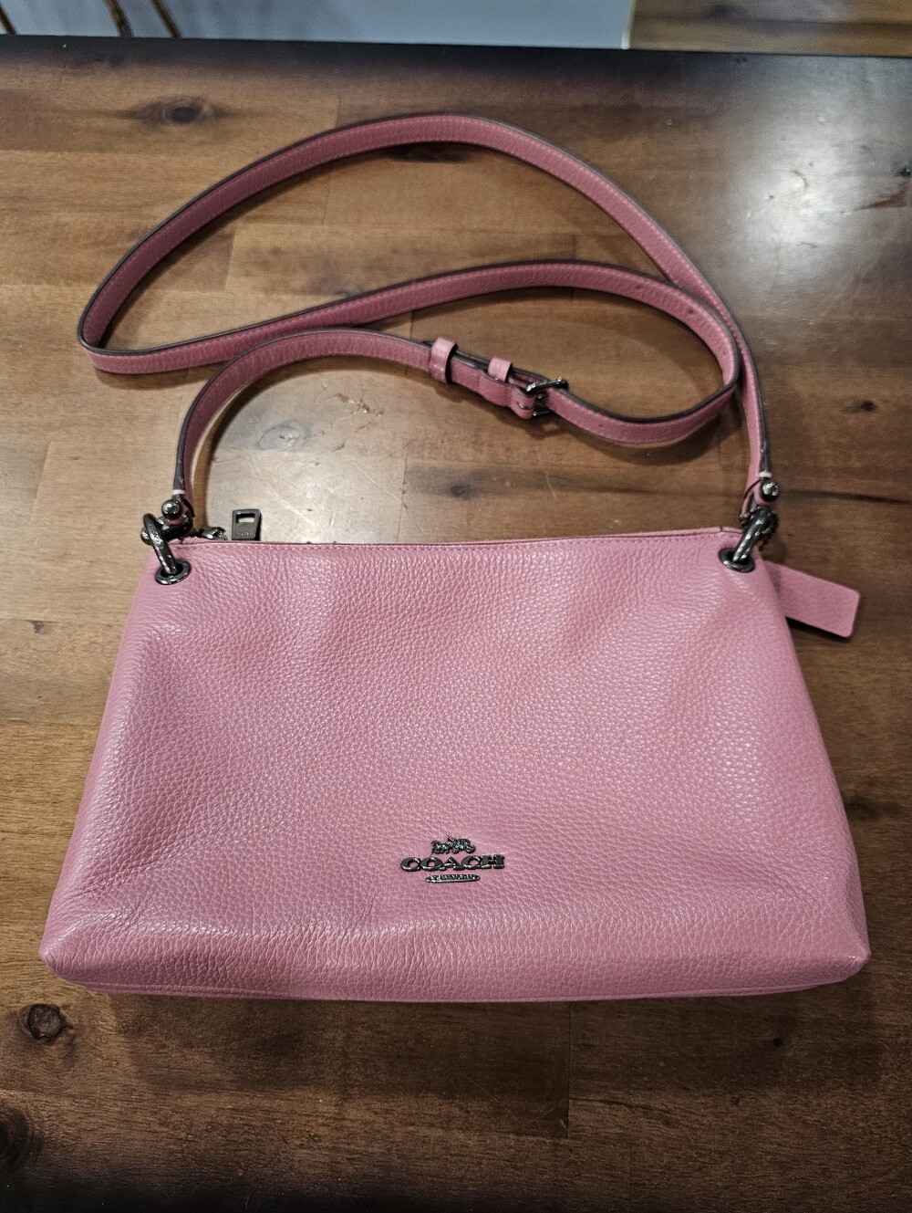 NWOT Coach Outlet Mia Crossbody Bag Pink Rose Pebbled Leather Double Zip F76645